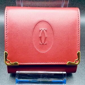Cartier Must Line Leather Coin Case in Bordeaux/Burgundy. EUC Authentic